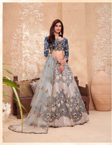 Sparkly teal blue silk Lehenga