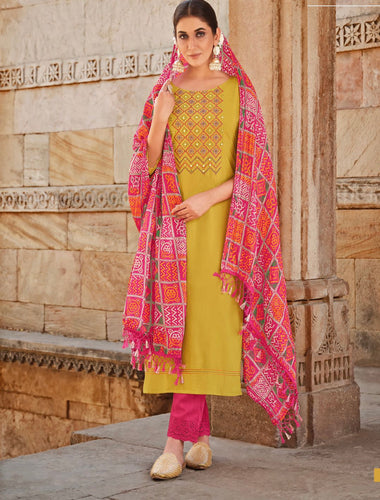 Mashoo collection - viscose suit with bandhani dupatta