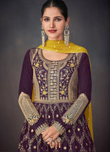 Sunaish - Deep wine layered gown