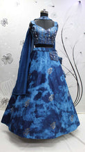Navy blue velvet Lehenga