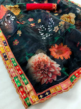 Organza digital printed sequins saree
