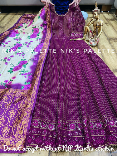 Niks collection: Purple sequinned anarkali