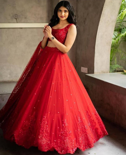 Shine red Lehenga