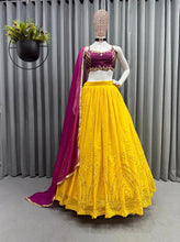 Plum and yellow Lehenga