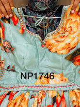 Niks collection - sea green floral digital print gown