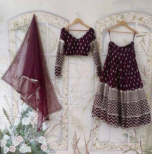Dark coffee cotton silk Lehenga