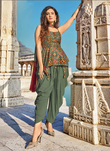 Indo western - Green trendy dhoti style