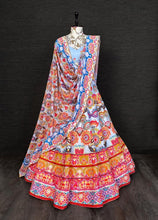 Printed silk Lehengas