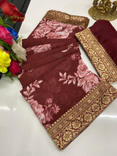 Digital floral sarees with beautiful border - lots of colours