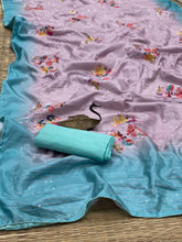 Sober floral digital print sequinned saree