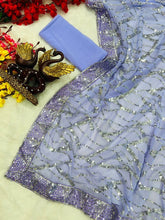 Lavender sequins saree