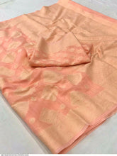 Chikankari work Lucknowi saree - peach