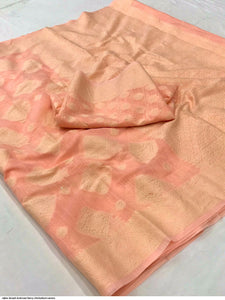 Chikankari work Lucknowi saree - peach