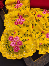 Floral diamond work saree