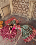 Banarasi silk saree - pink and green combination