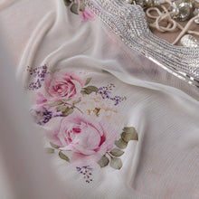 White and silver floral saree