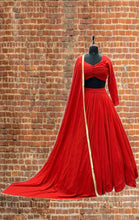 Plain red fully stitched Lehenga - lots of flair