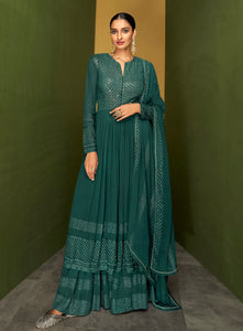 Green embroidered palazzo