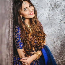 Sabyasachi inspired blue floral raw silk Lehenga