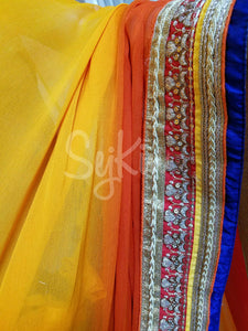 Orange and yellow saree