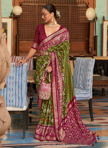 Patola silk green weaving classic saree