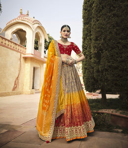 Sunset banarasi silk lehenga