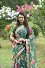 Organza floral digital print saree