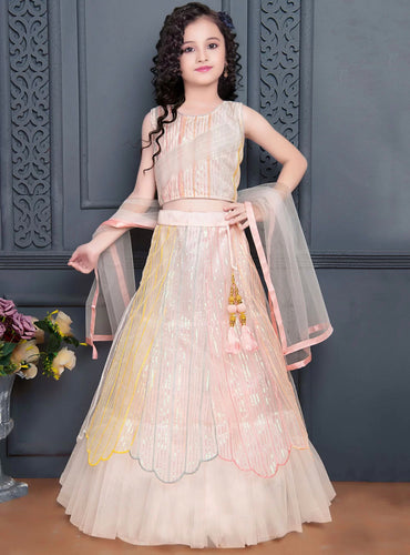 Kids - 5-16 years, sequinned net reception Lehenga