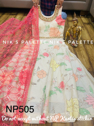 Niks collection: white floral anarkali