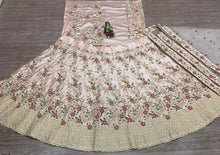 Baby pink silk floral Lehenga