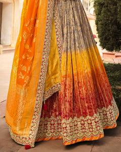 Sunset banarasi silk lehenga