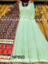 Niks collection: Pastel green sequins anarkali
