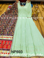 Niks collection: Pastel green sequins anarkali