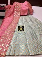 Banarasi brocade chevron print Lehengas