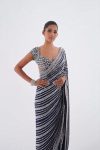 Navy blue partywear saree
