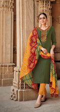 Mashoo collection - viscose suit with bandhani dupatta