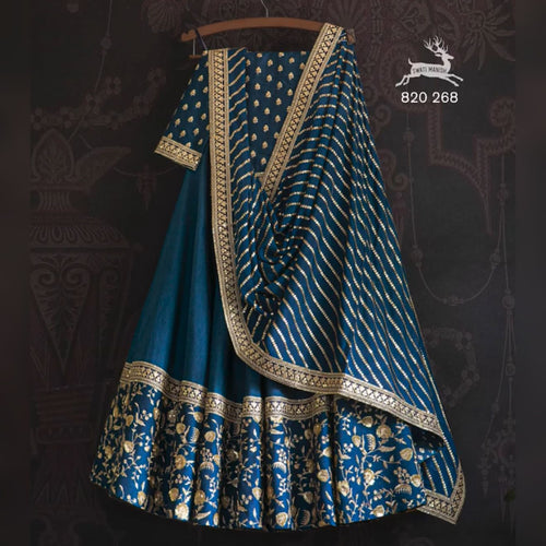 Swati Manish inspired rama silk Lehenga