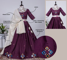 Wine mirror work Lehenga