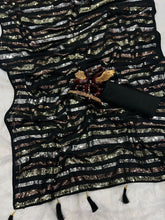 Triple sequins black partywear saree