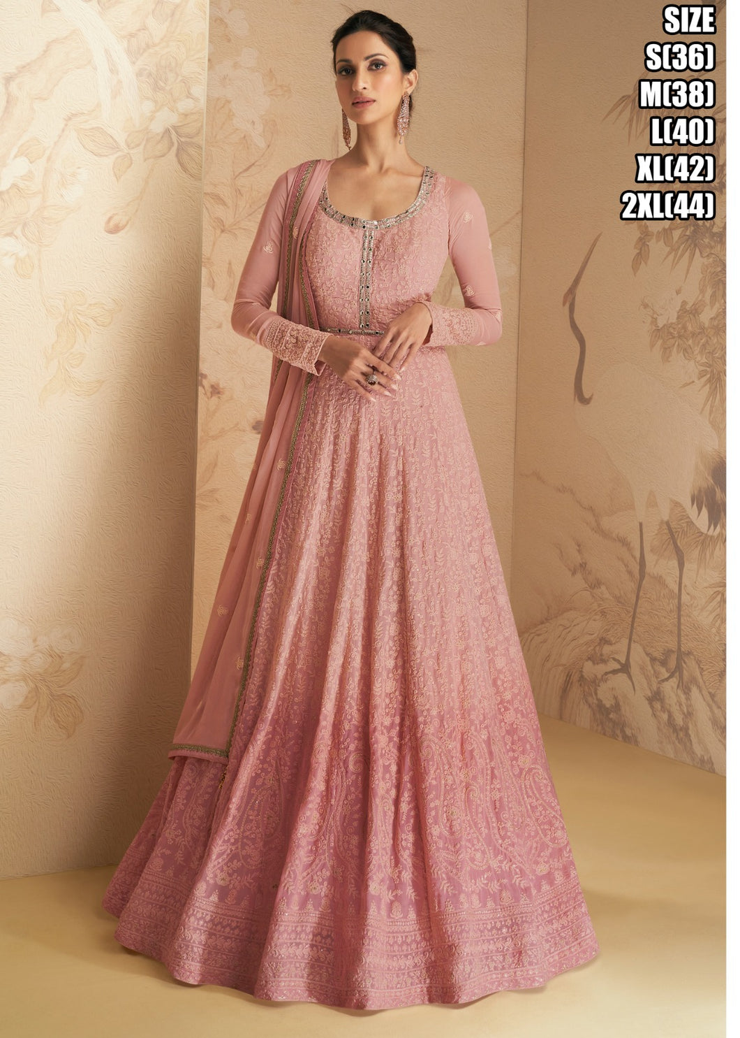 Janisha - dori work pink shaded anarkali