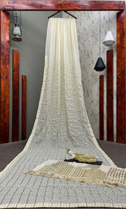 Celebrity style - ivory gold sequins saree