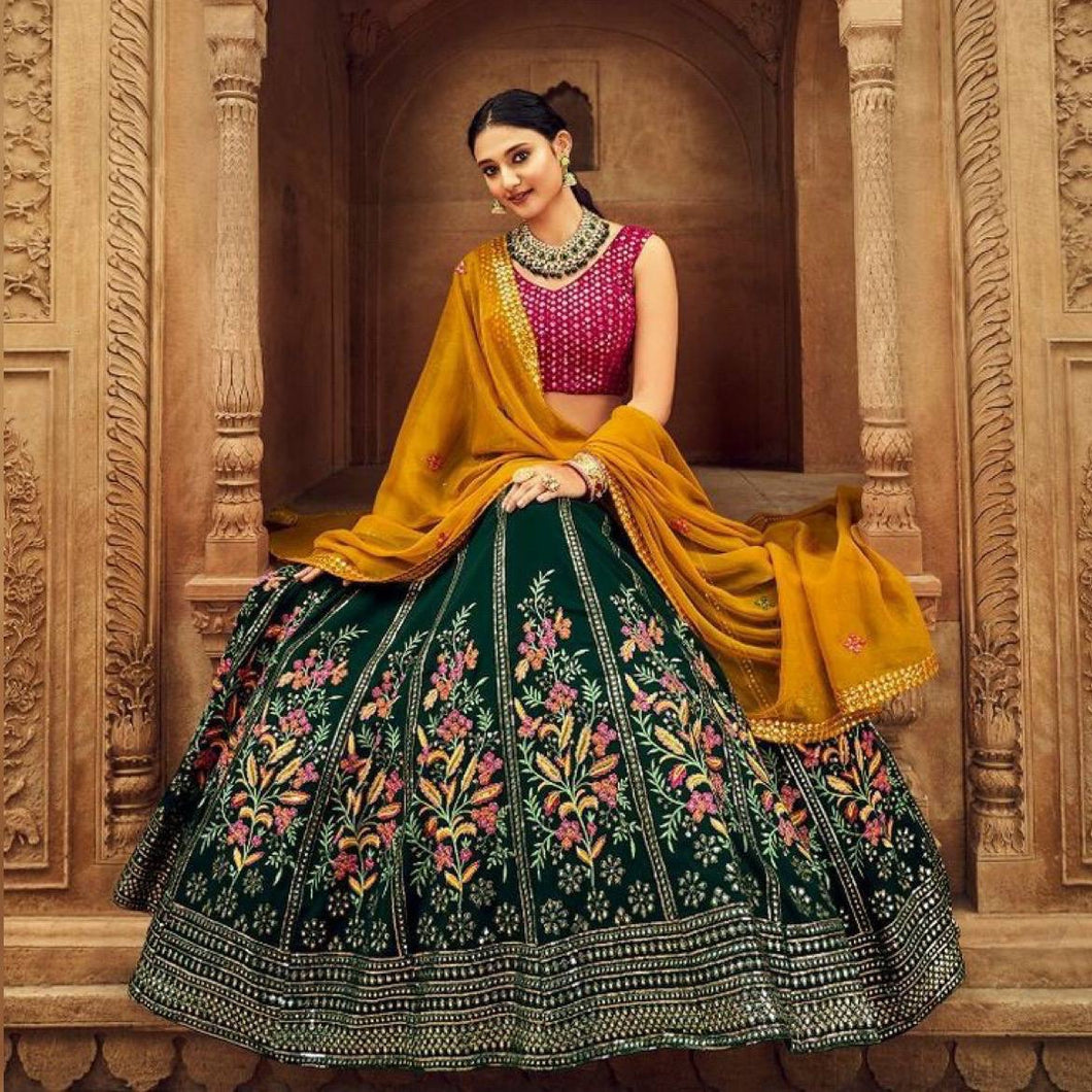 Mehendi/sangeet night Lehenga - garden floral Lehenga