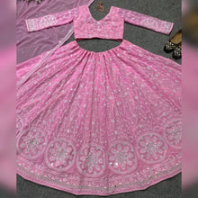 Flamingo pink sequins embroidered Lehenga (with long sleeves)