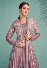 Lavender anarkali with long koti