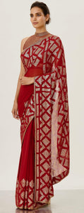 Celebrity inspired red sequins saree