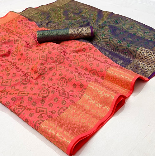 Patola silk saree with contrast pallu