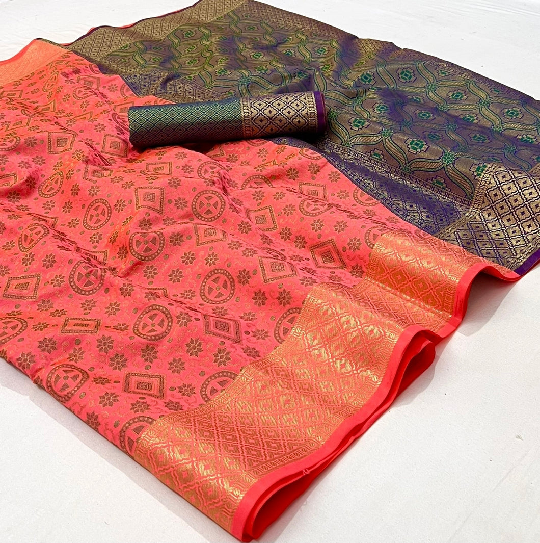 Patola silk saree with contrast pallu