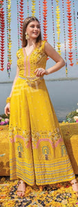 Indo western yellow jumpsuit - Haldi ceremony