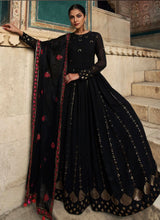 Saya - Trendy black georgette sequins and thread work gown