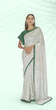 Off white party wear sequins saree